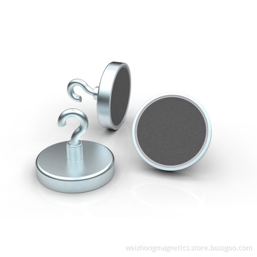Ferrite Flat Pot Magnet with Hook